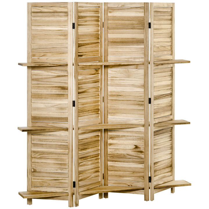 4-Panel Folding Privacy Room Screen Divider for Indoor Bedroom Office, Natural