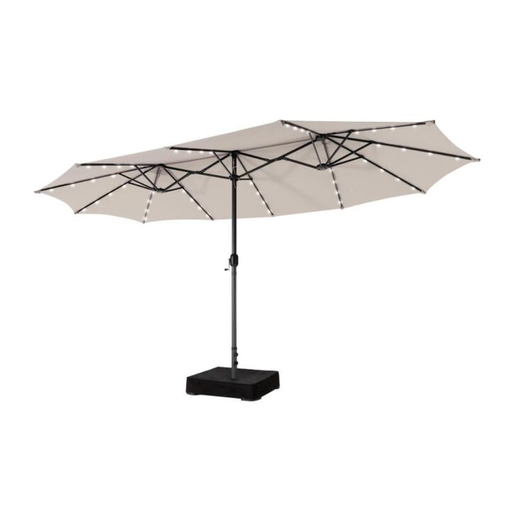 Hivvago 15 Feet Double-Sided Patio Umbrella with 48 LED Lights