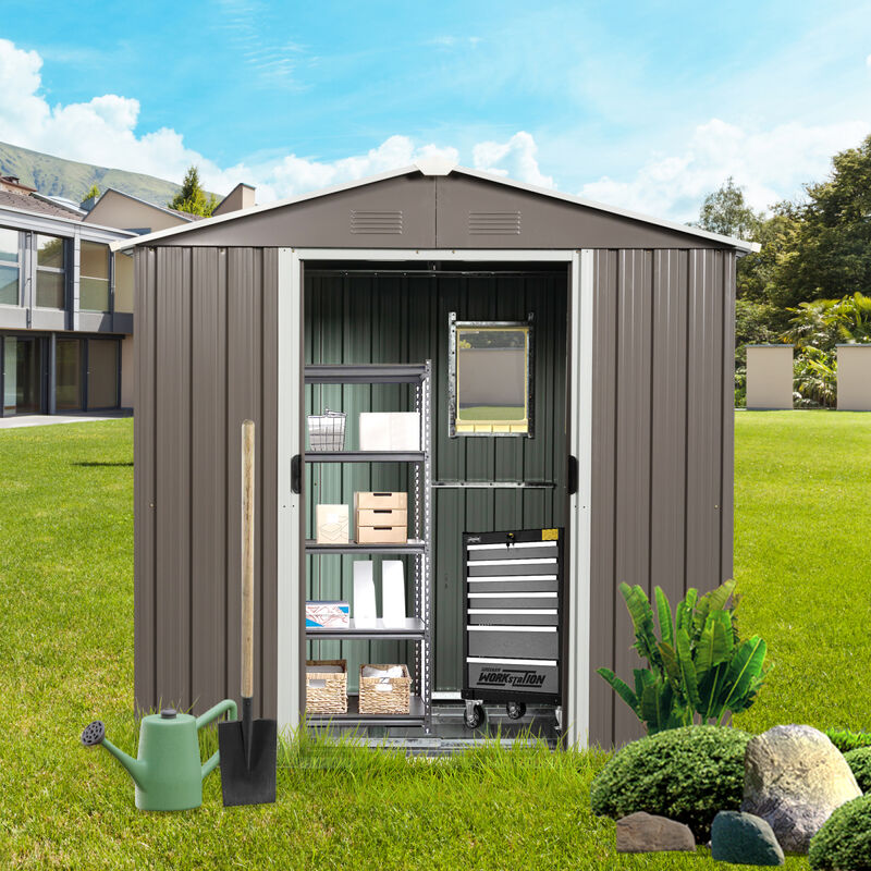 8FT X 4FT Outdoor Metal Storage Shed With Window