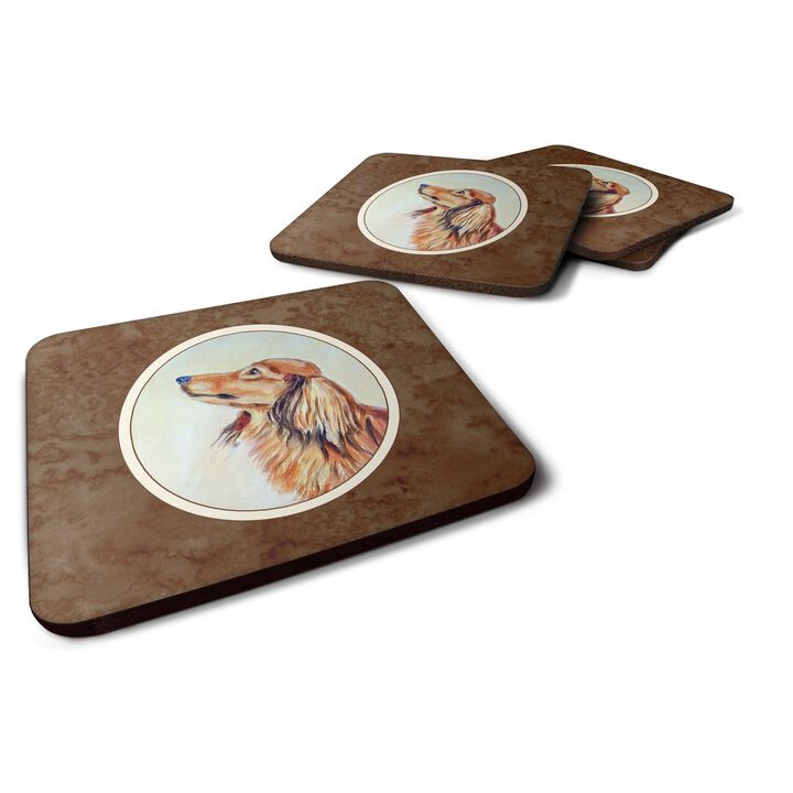 Caroline's Treasures 7240FC Long Haired Red Dachshund Foam Coasters (Set of 4), 3.5, Multicolor