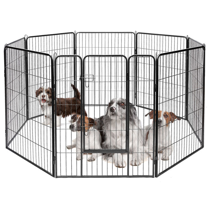 8-Panel Heavy Duty Pet Playpen Dog Fence with Door for Outdoor and Indoor Use