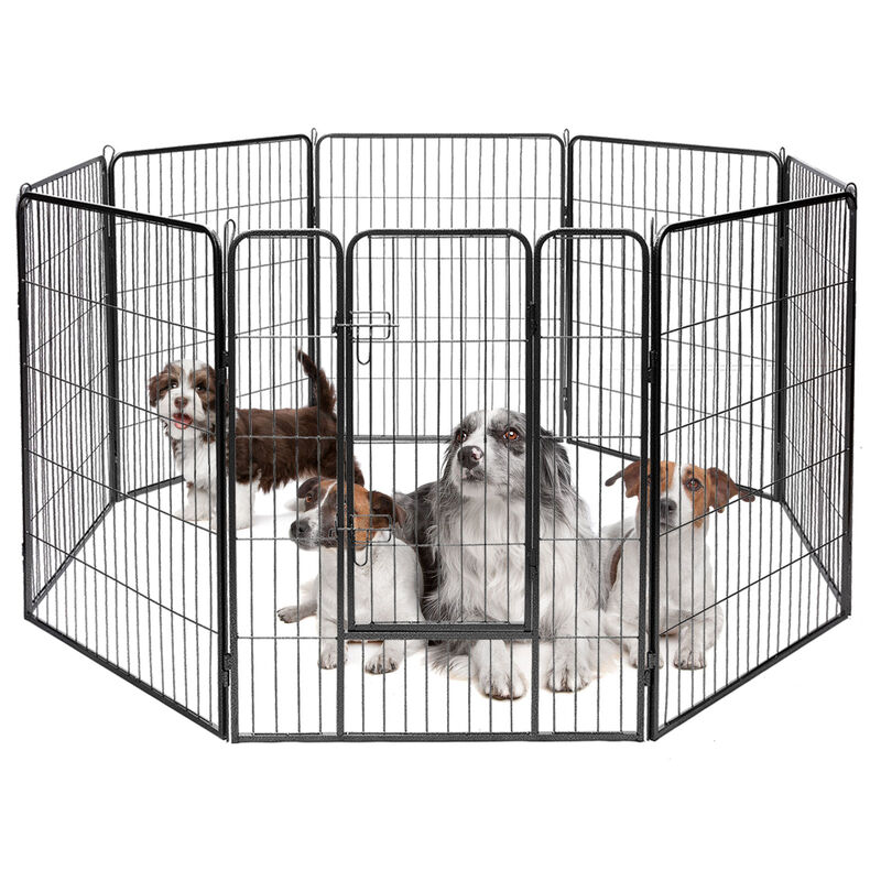 8-Panel Heavy Duty Pet Playpen Dog Fence with Door for Outdoor and Indoor Use