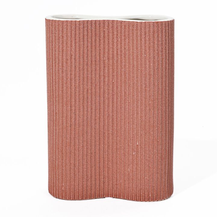 LuxenHome Brown Ceramic 9.65-Inch Tall Vase