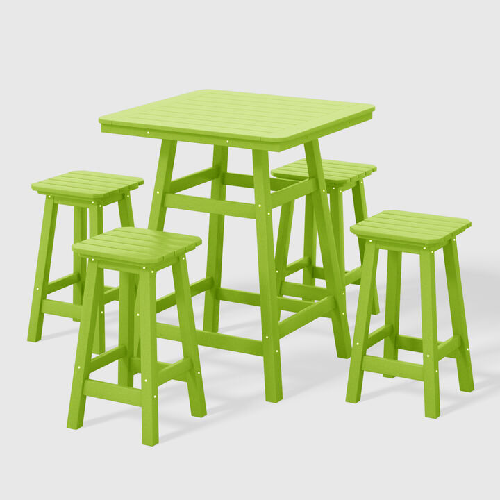 WestinTrends 5-Piece HDPE Outdoor Patio Dining Bar Bistro Table Set with Counter High Bar Stool