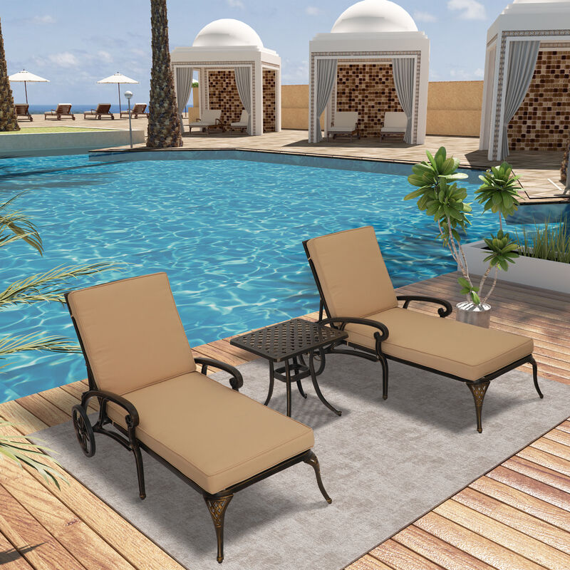 MONDAWE 21 in. Cast Aluminum Outdoor Patio Square Side Table in Antique Bronze