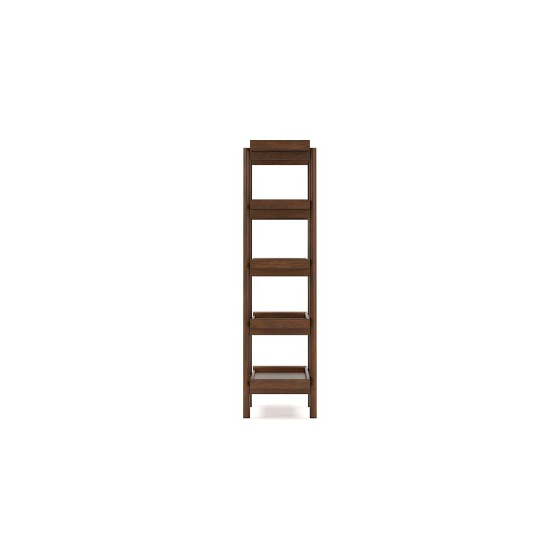 Jeyn Bookcase, 5 Fixed Display Shelves, 70 Inch Natural Brown Wood - Benzara