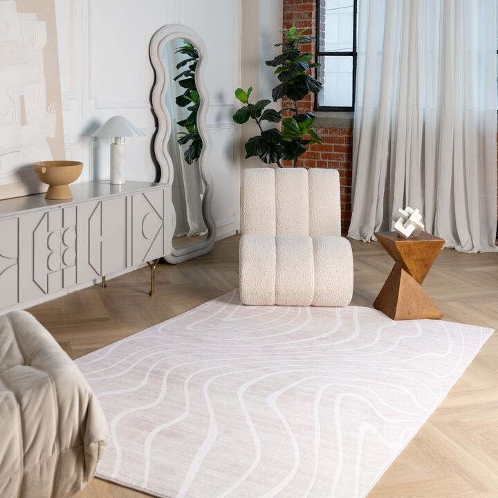 Eclipse Minimalist Modern Abstract Beige Cream Indoor Soft Area Rug