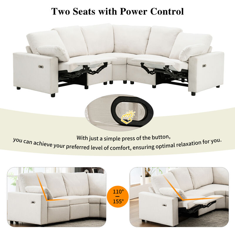 Merax Power Recliner Linen Sectional Sofa