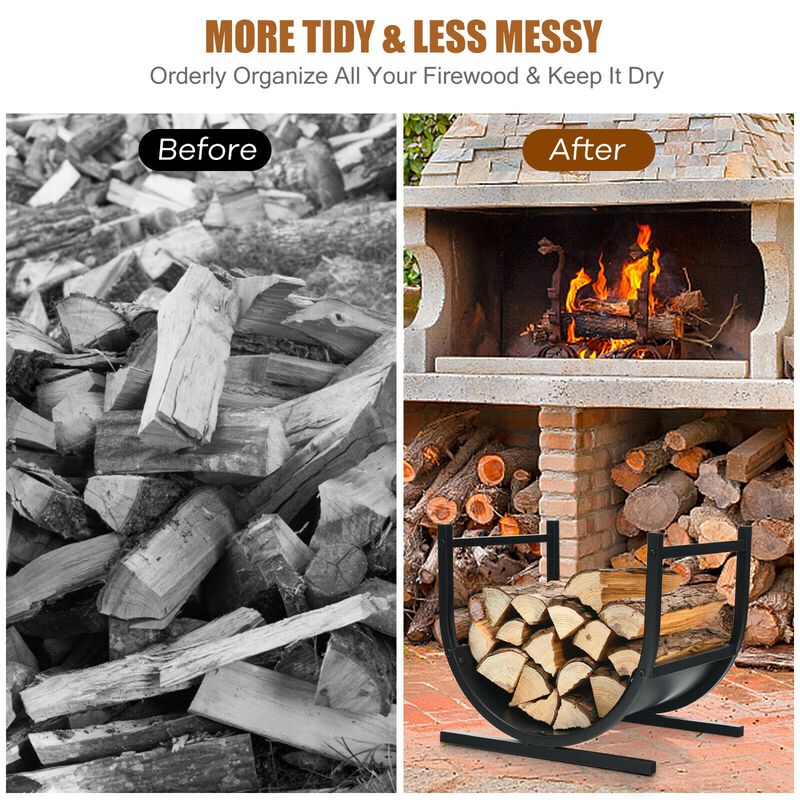 17 Inch U-Shaped Firewood Rack Steel