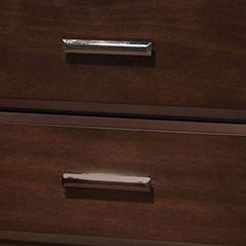 Wooden Two Drawer Nightstand In Walnut Finish-Benzara