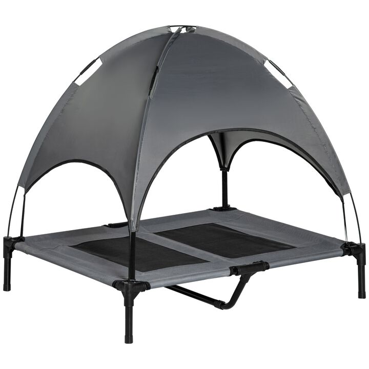 Portable Pup Oasis: 36" Elevated Dog Cot with Cooling Canopy