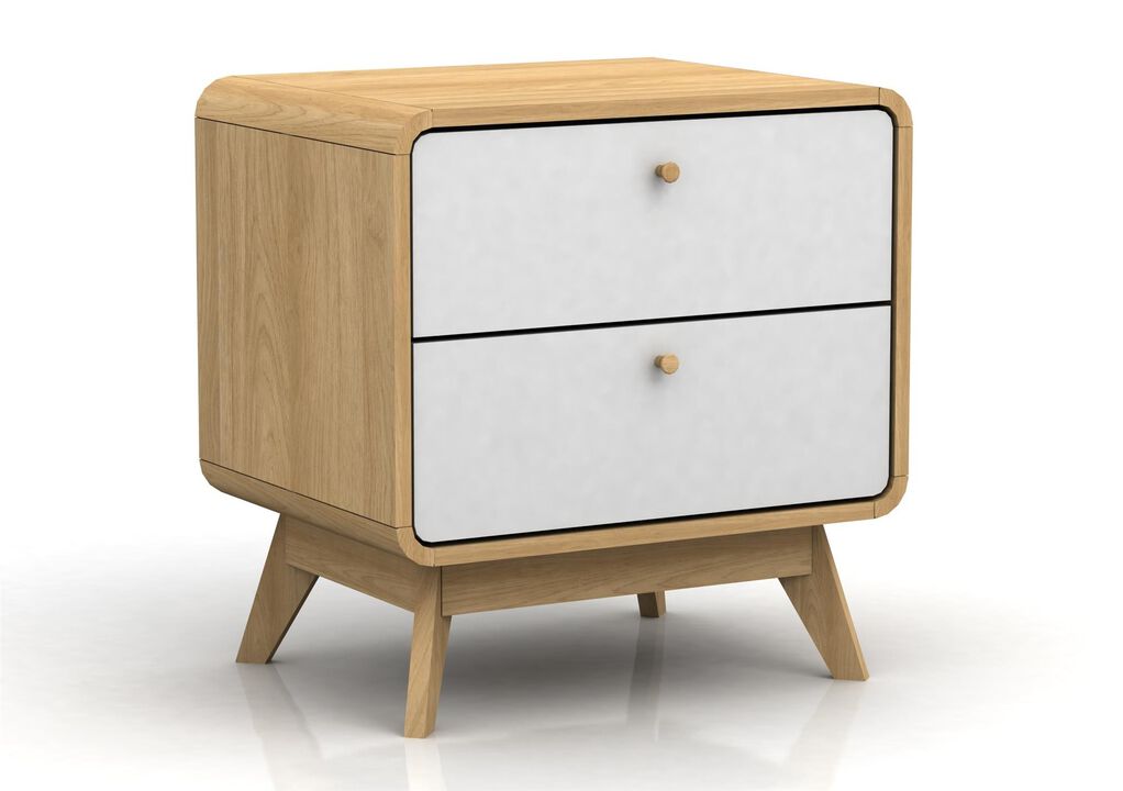 Ren Home Leva Scandinavian 2 Drawer Curved Nightstand