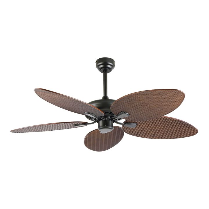 Raffles Bohemian Industrial Iron/Plastic Palm Blade Ceiling Fan
