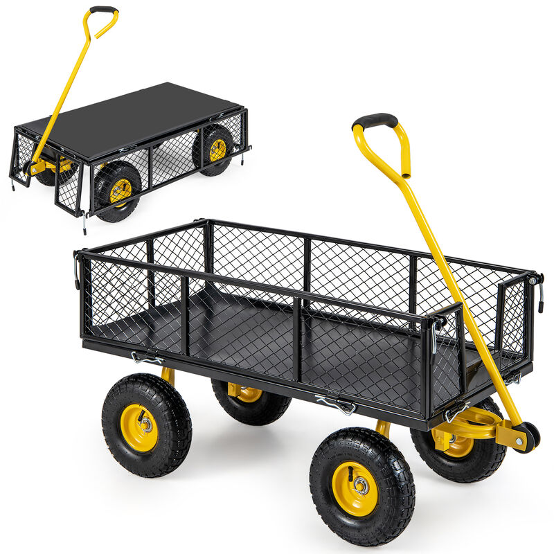 Utility Garden Wagon with 4 Removable Side Panels and Load Capacity