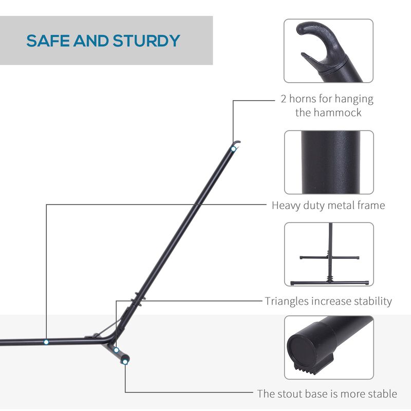 Black Portable Relaxation: Adjustable Steel Hammock Stand for Indoor/Outdoor