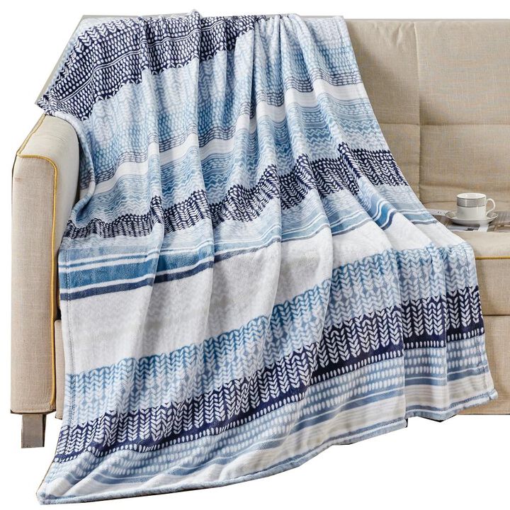 Anissa Micro Plush Decorative All Season Throw Blanket 50" x 70" Blue by Plazatex