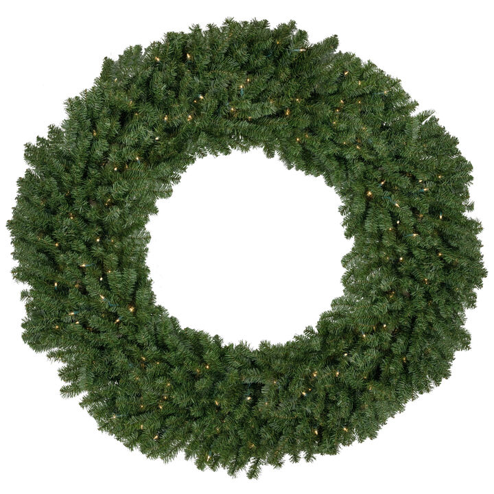 5' Pre-Lit Commercial Canadian Pine Artificial Christmas Wreath  Clear Lights