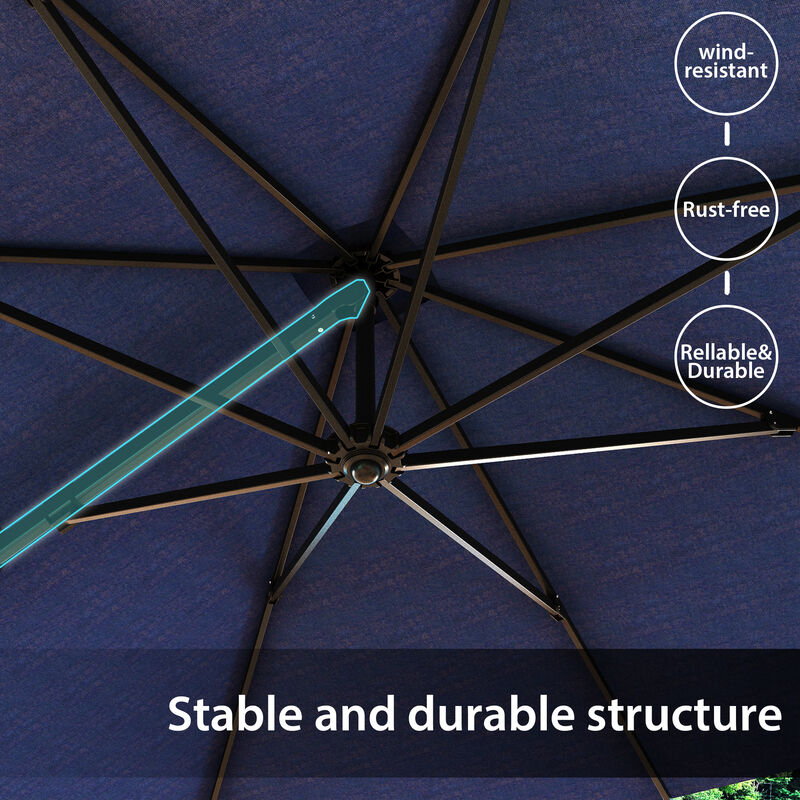 FUFU&GAGA 15ft Beige Cantilever Patio Umbrella | Heavy-Duty Outdoor Sunshade with Rotating Base
