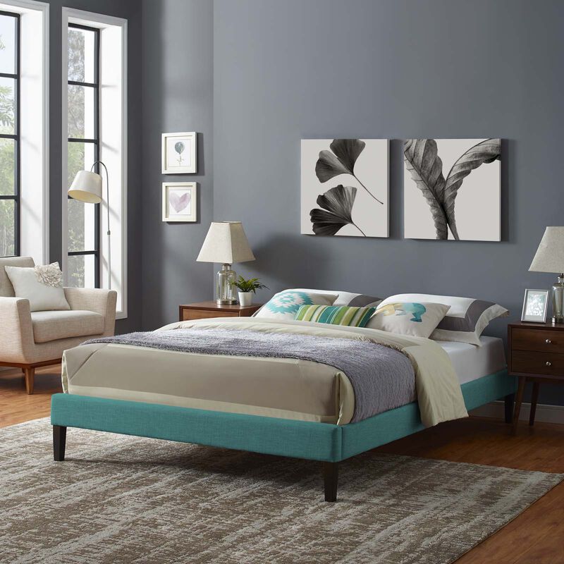 Modway - Tessie Queen Fabric Bed Frame with Squared Tapered Legs