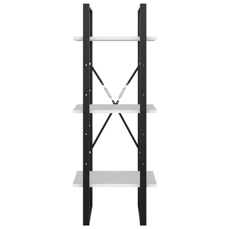 Zoe Standing Bookshelf, 41 Inch Tall, 3 Shelves, Black and White - Benzara