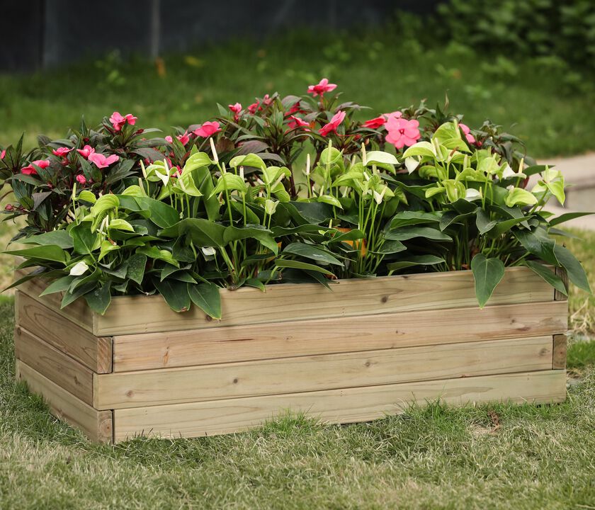 LuxenHome Wood 2.7ft x 1.3ft Raised Garden Bed