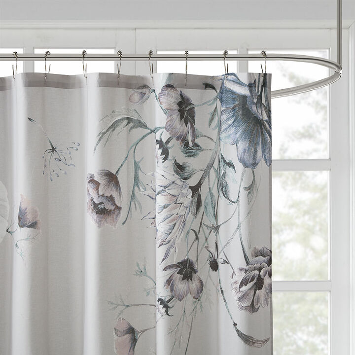 Gracie Mills Kyrie Floral Print Cotton Shower Curtain
