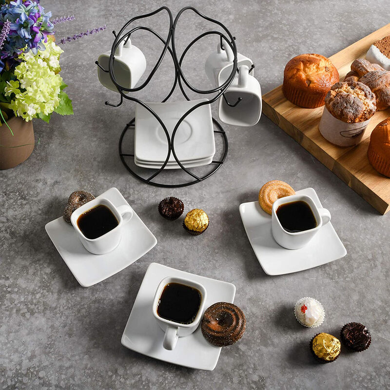 Gibson Elite Gracious Dining 12 Piece 3.25 Ounce Ceramic Espresso Cup and Saucer Set in White