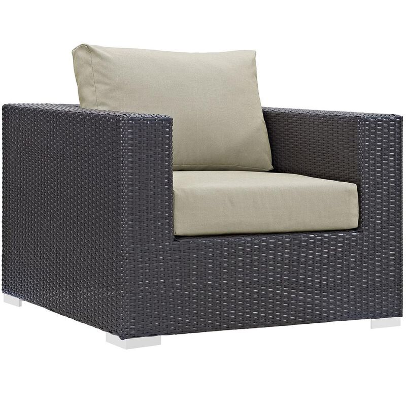 Convene 5 Piece Outdoor Patio Sectional Set - Espresso Beige