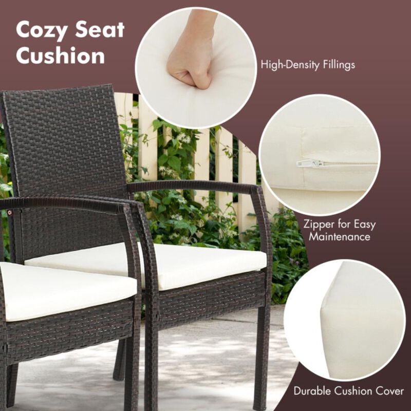 Hivvago 9 Pieces  Patio Rattan Dining Set with Acacia Wood Table for Backyard  Garden-L-shaped Handrail