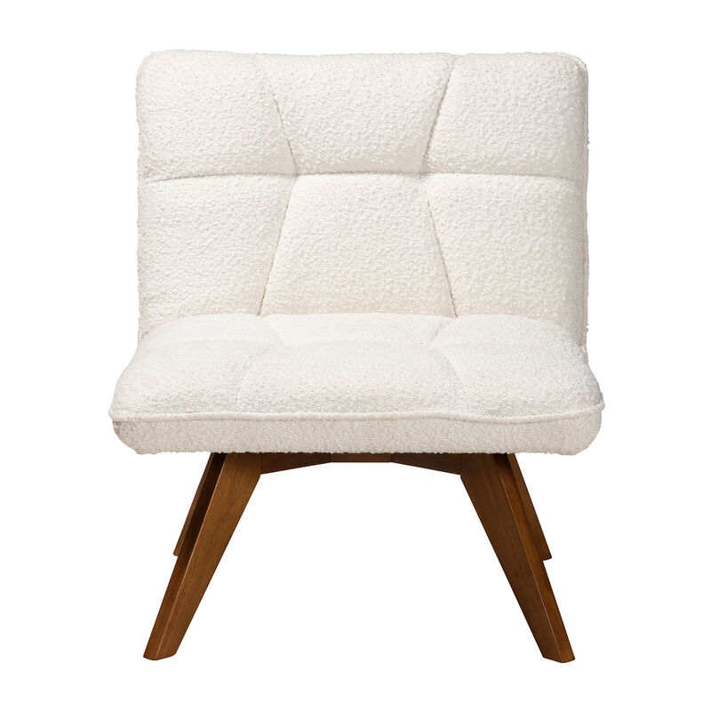 Baxton Studio Darielle Cream Boucle Fabric and Walnut Brown Finished Rubberwood Accent Chair