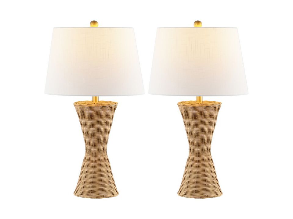 Laura Coastal Designer Iron/Rattan Wicker LED Table Lamp