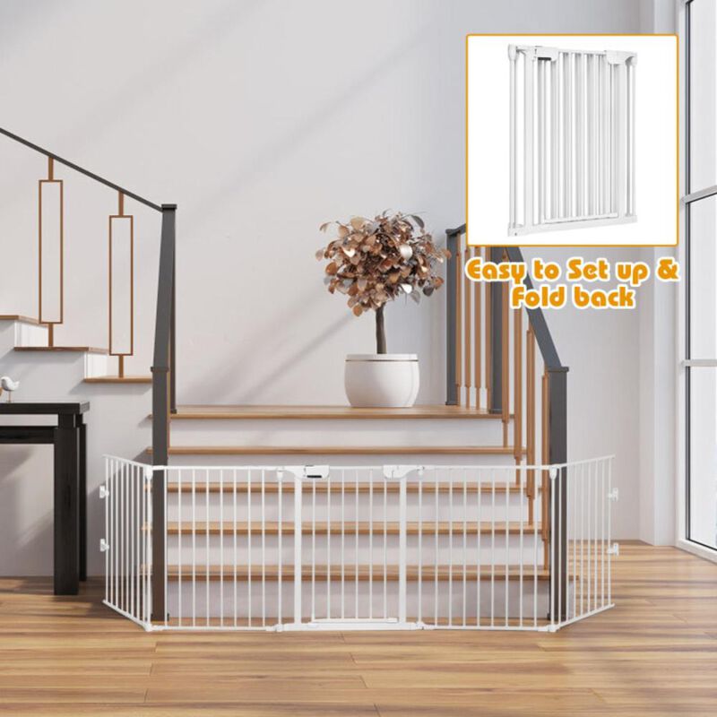 Hivvago 115 Inch Length 5 Panel Adjustable Wide Fireplace Fence