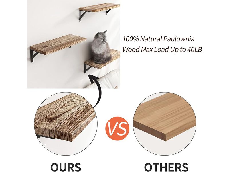 YGEOMER Wall Mounted Wood Shelf for Living Room Set of 4