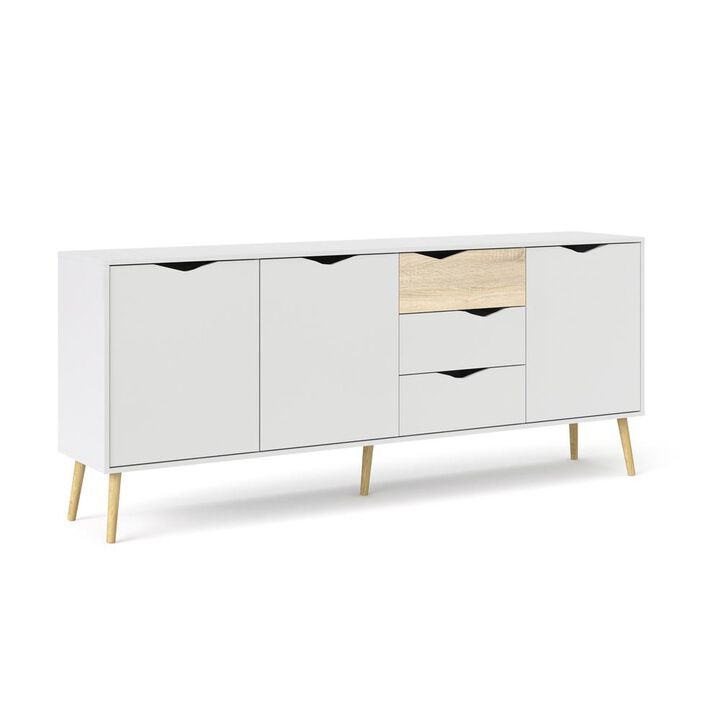 Tvilum Diana Sideboard with 3 Doors and 3 Drawers, White/Oak Structure