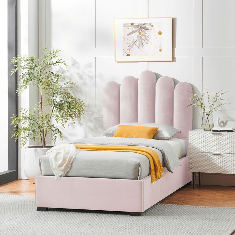 Inspired Home Goldy Velvet Platform Bed