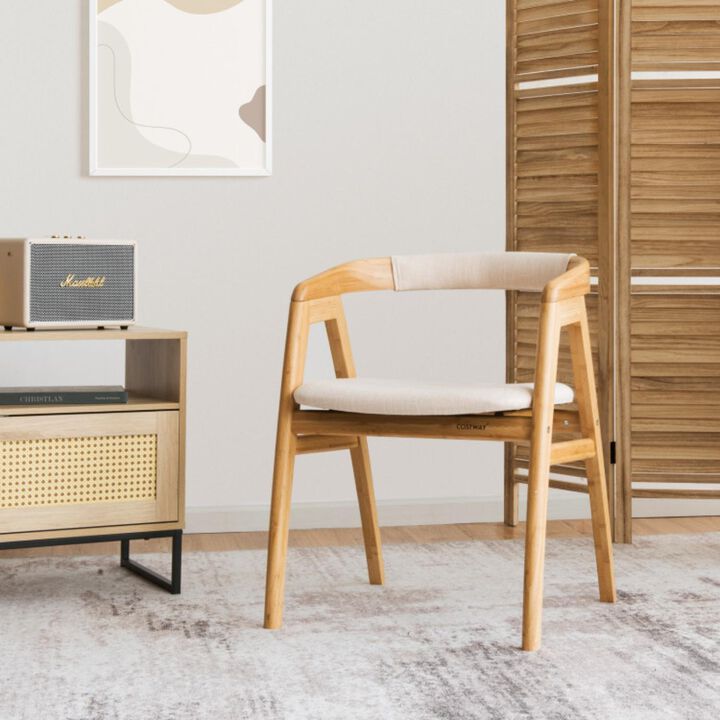 Hivvago Leisure Bamboo Dining Chair with Curved Back and Anti-slip Foot Pads-Natural