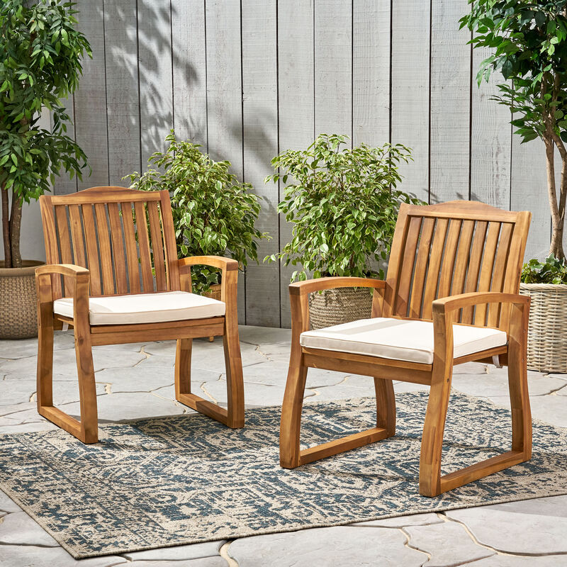 Merax Acacia Wood Dining Chairs for Outdoor ( 2 PCS)