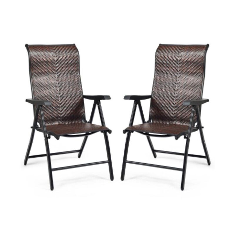 Hivvago 2 Pieces Patio Rattan Folding Reclining Chair