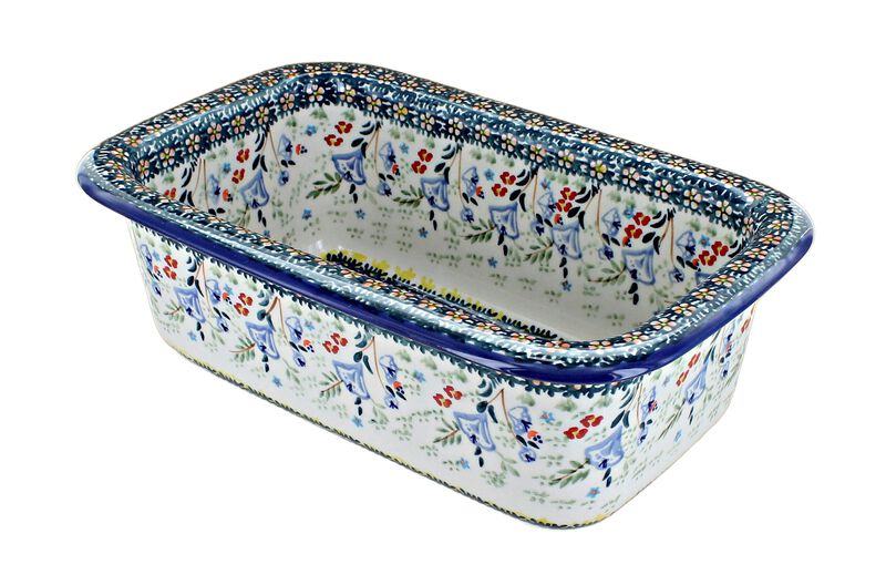Blue Rose Polish Pottery Periwinkle Loaf Baker