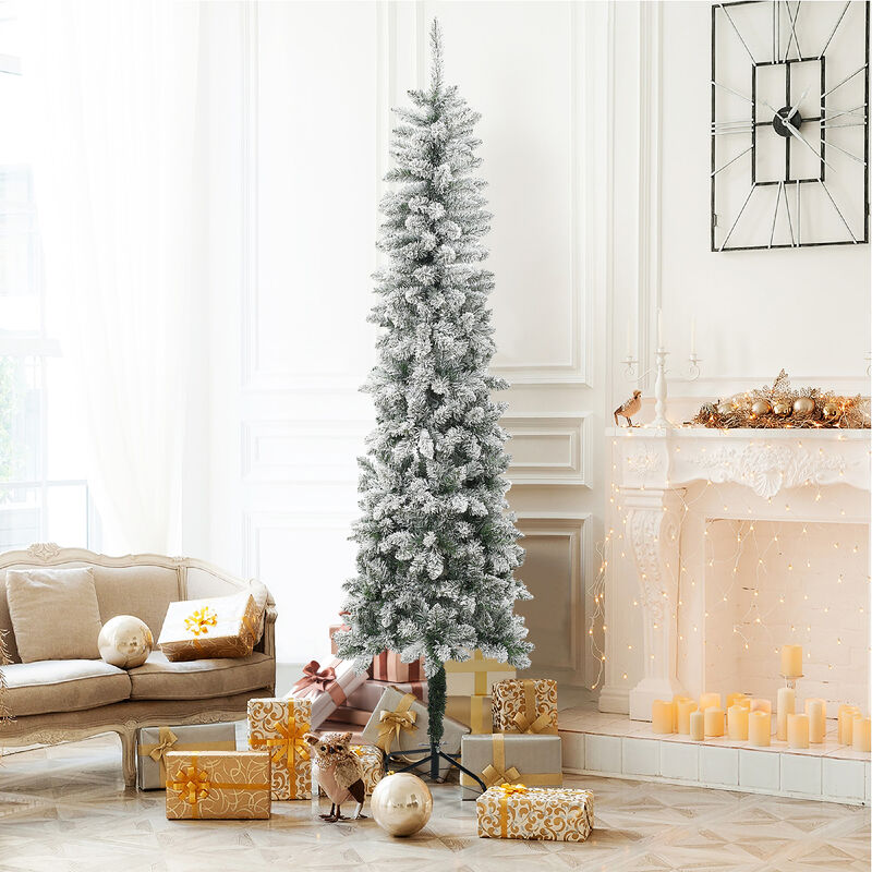 LuxenHome 7.4Ft Pencil Slim Artificial Christmas Tree