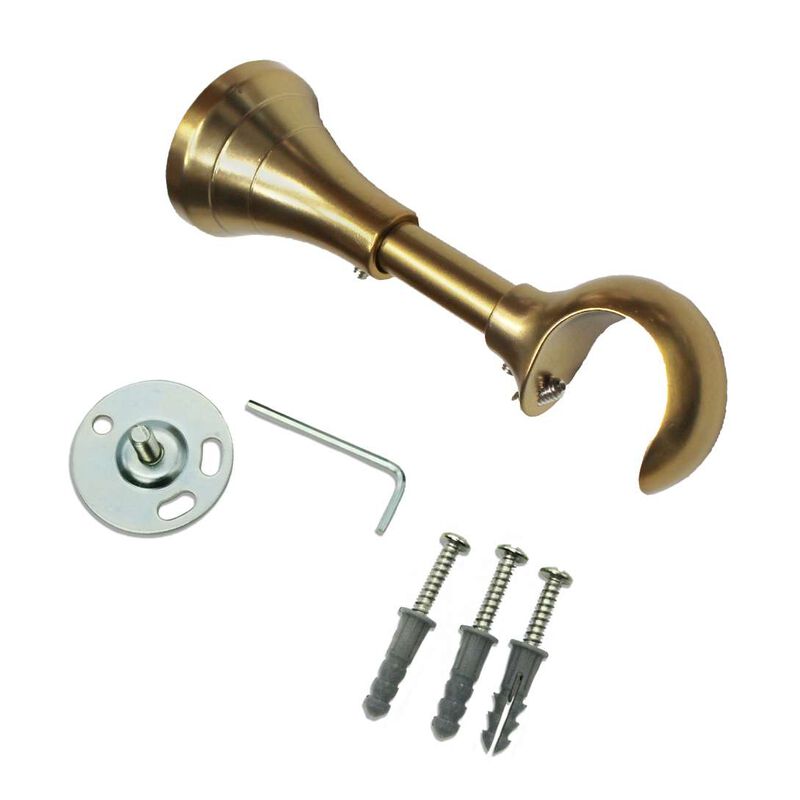 Linen Avenue Single Rod Decorative Bracket Round, 2 Pack Brass