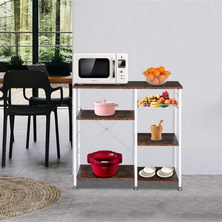 3-Tier Industrial Kitchen Bakers Rack Space-Saving Storage with Rustic Style for Kitchen Organization