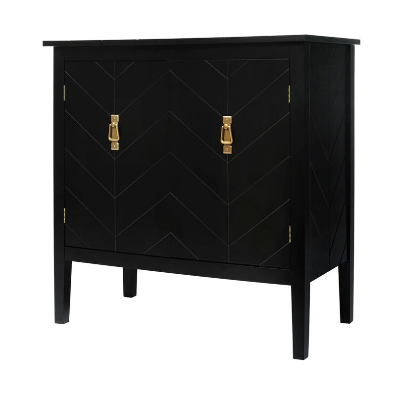 Vintage Black Wood 2-Door Cabinets