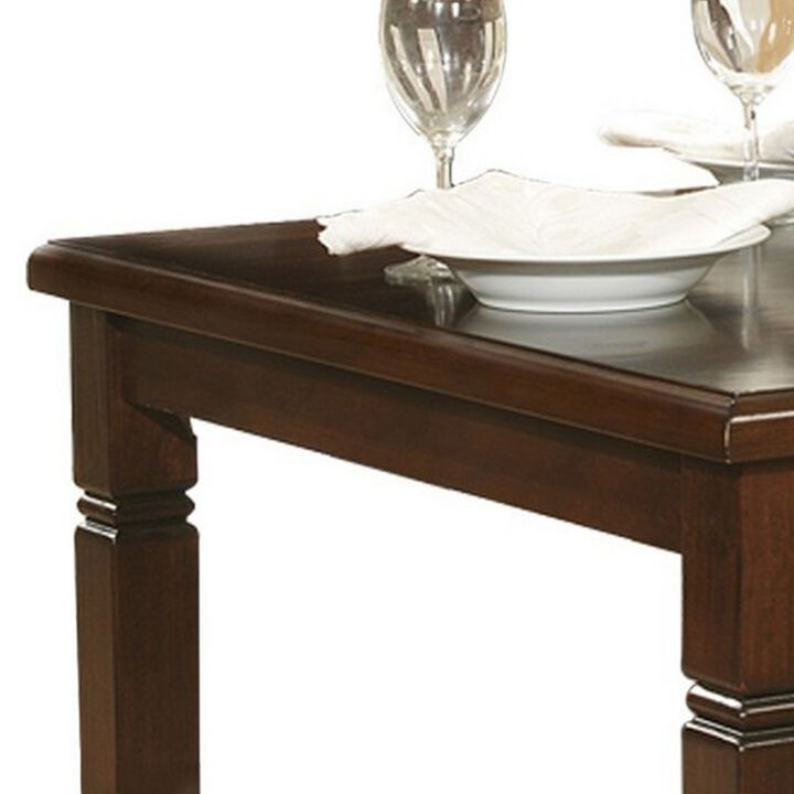 Rectangular Shape Wooden Dining Table with Tapered Legs, Oak Brown-Benzara