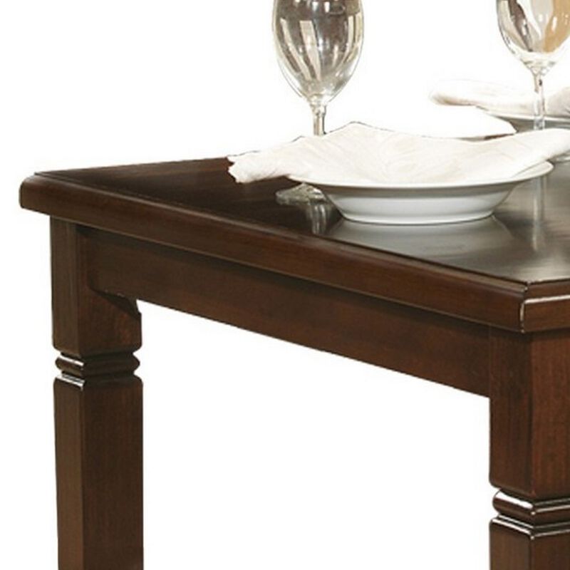 Rectangular Shape Wooden Dining Table with Tapered Legs, Oak Brown-Benzara