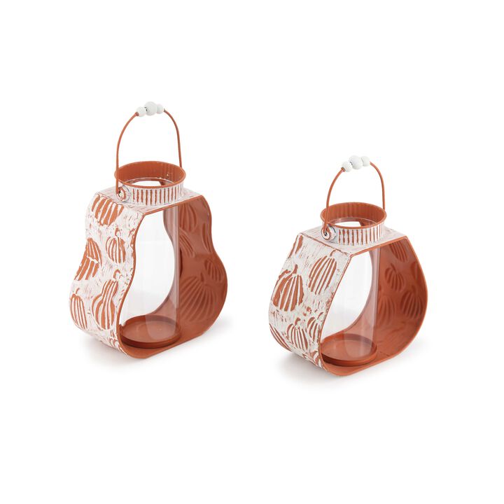 Set of 2 Pumpkin Candle Holders for Fall and Halloween Décor