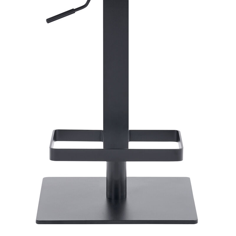 Kaylee Adjustable Height Swivel Grey Faux Leather and Black Metal Backless Stool