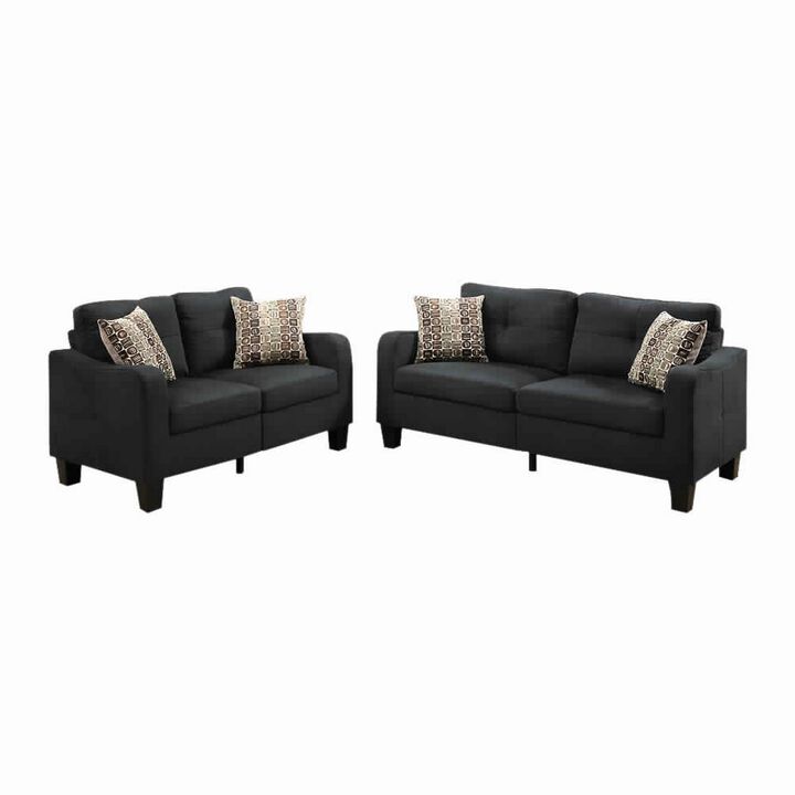 Polyfiber 2 Pieces Sofa Set With Accent Pillows Dark Gray-Benzara