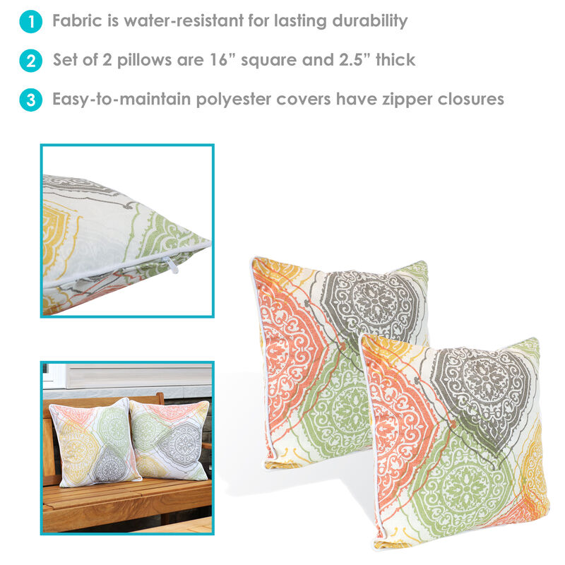 Sunnydaze Indoor/Outdoor Square Throw Pillow - 16 in