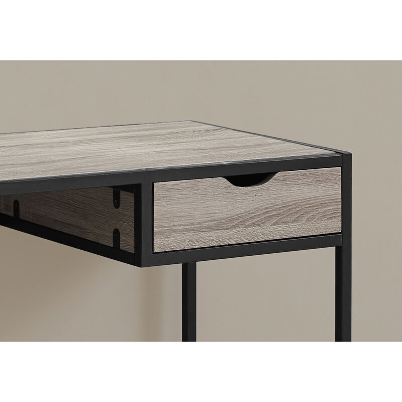 Monarch Specialties I 7221 Computer Desk, Home Office, Laptop, Storage Drawer, 42"L, Work, Metal, Laminate, Brown, Black, Contemporary, Modern